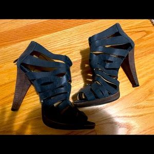 Nine West black cage heels